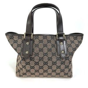 GUCCI GG Tote Bag Hand Bag GGCanvas/Leather Brown